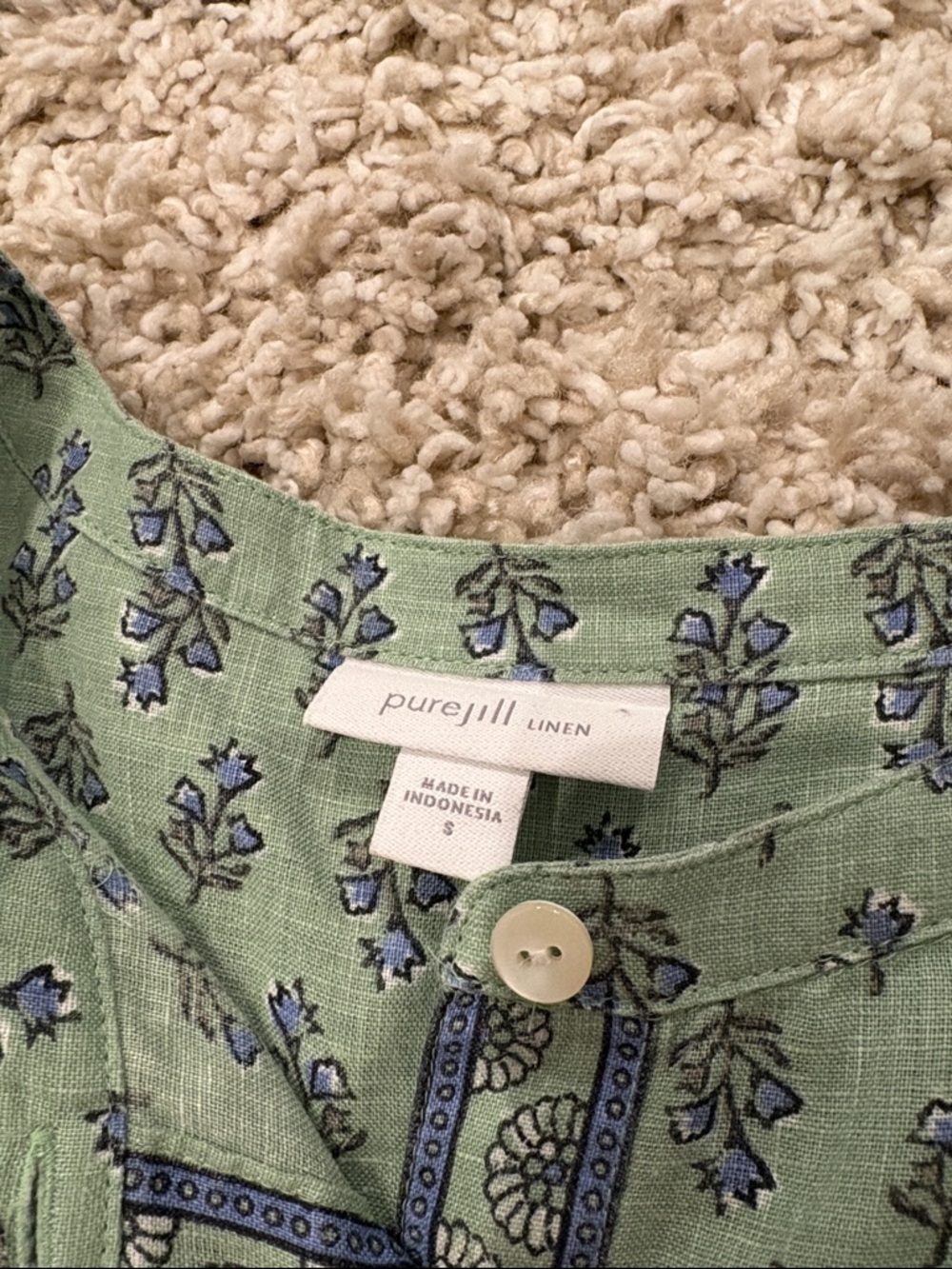 J. Jill Pure Jill 100% Linen Sleeveless Tunic Green Floral Print Size Small - Picture 4 of 12